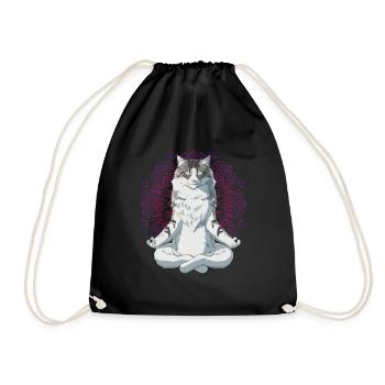 Norwegische Waldkatze Meditation - Turnbeutel - Schwarz - Vorne
