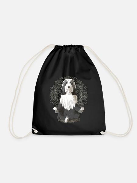 Bearded Collie Hund Meditation - Turnbeutel - Schwarz