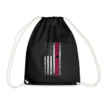 Drapeau américain travailleur social cadeau santé mentale - Sac de sport léger - noir - Devant