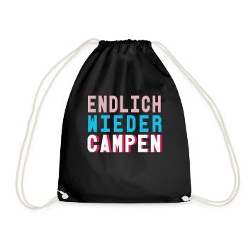 Endlich wieder CAMPEN Camping shirt - Turnbeutel - Schwarz - Vorne