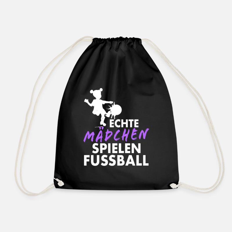 Echte Mädchen spielen Fussball Kicker Mannschaft - Turnbeutel - Schwarz