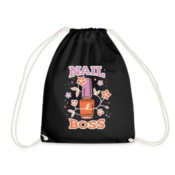Nail Artist Nails Manicure Nail Boss - Drawstring Bag - black - Front