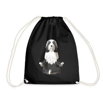 Bearded Collie chien méditation - Sac de sport léger - noir - Devant