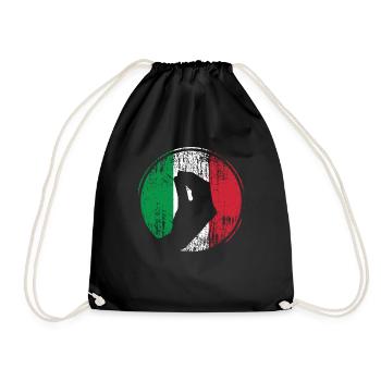 Italy Italians hand gesture Italian flag - Drawstring Bag - black - Front