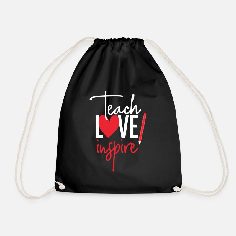 Teach Love Inspire School Nerd Teacher - Turnbeutel - Schwarz