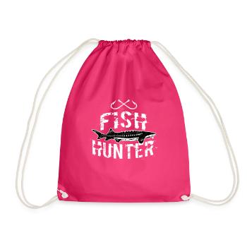 Funny Fishing White Sturgeon Freshwater Fish Gift - Drawstring Bag - fuchsia - Front