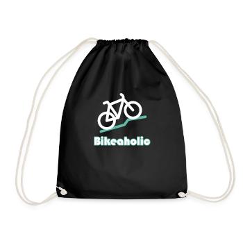 Bikeaholic bike lover bike t-shirt - Drawstring Bag - black - Front