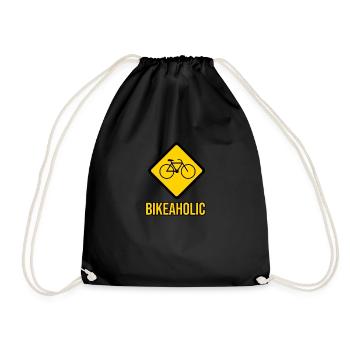 Bikeaholic bike lover bike t-shirt - Drawstring Bag - black - Front