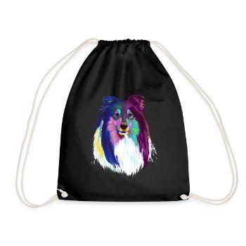 Collier de cheveux longs colorés chien - Sac de sport léger - noir - Devant