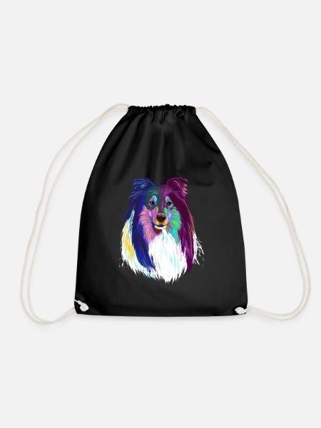 Farbiger Langhaarcollie Hund - Turnbeutel - Schwarz