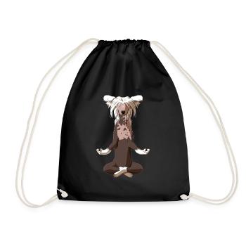 Meditate Chinese Crested Dog - Drawstring Bag - black - Front