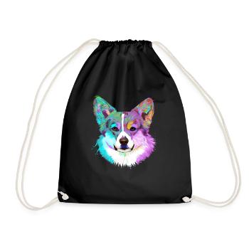 Colored Corgi Dog - Drawstring Bag - black - Front