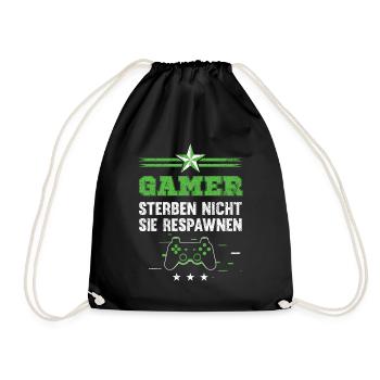 Gamer Sterben Nicht Sie Respawnen Gaming Zocker - Turnbeutel - Schwarz - Vorne
