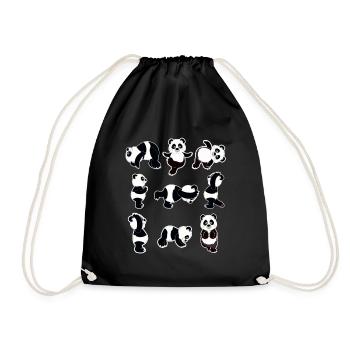 Cute Panda Yoga lover cartoon Gift Yoga Teacher - Drawstring Bag - black - Front