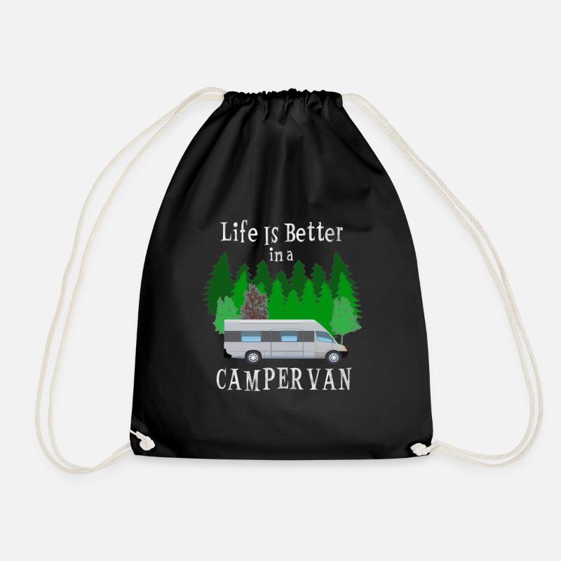 Campervan Van Campingbus Vanlifer Geschenk - Turnbeutel - Schwarz