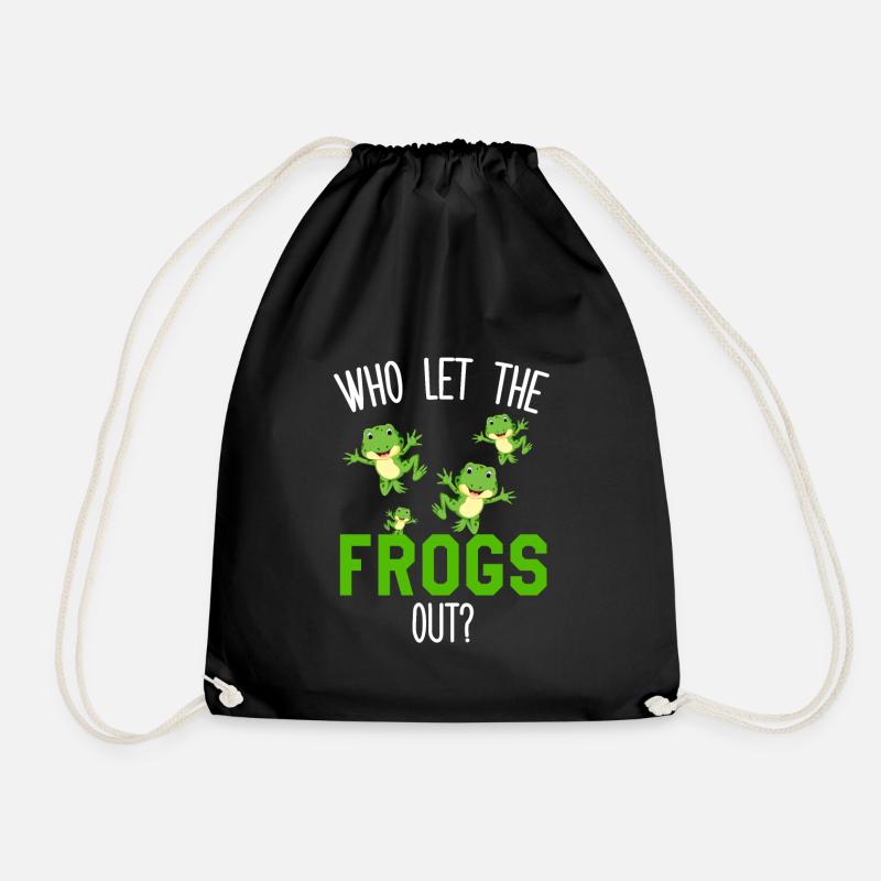 Who Let The Frogs Out Kids Preschool Frog Squad Fr - Drawstring Bag - black