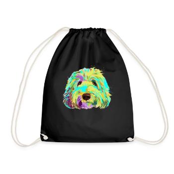 Splash Labradoodle Dog - Drawstring Bag - black - Front