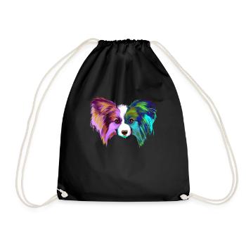 Splash Papillon Dog - Drawstring Bag - black - Front