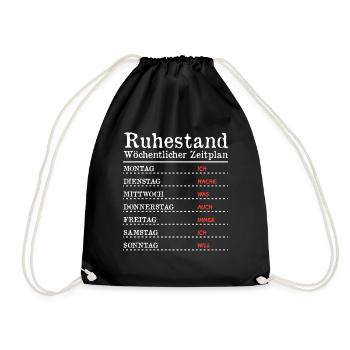 Ruhestand Zeitplan Rentner Rentnerin Rente Pension - Turnbeutel - Schwarz - Vorne