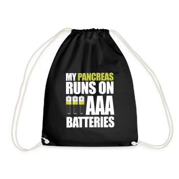 My Pancreas Runs On AAA Batteries Type 1 Diabetes - Turnbeutel - Schwarz - Vorne