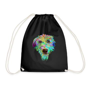 Splash Scottish Deerhound Dog - Drawstring Bag - black - Front