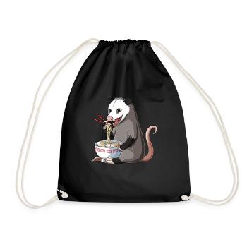 Opossum Eats Ramen Noodles - Drawstring Bag - black - Front