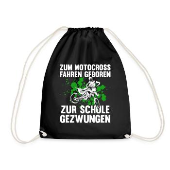 Motocross Fahren zur Schule Gezwungen Biker - Turnbeutel - Schwarz - Vorne