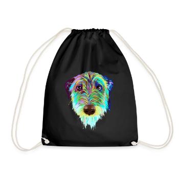 Splash Irish Wolfhound Dog - Drawstring Bag - black - Front