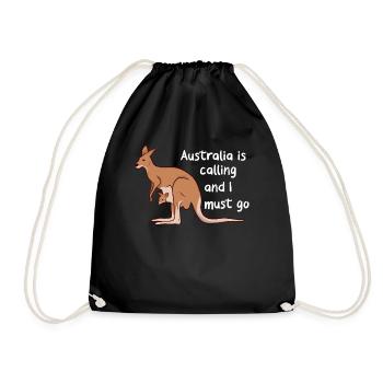 Australia Kangaroo Kangaroo Koala Backpacker - Drawstring Bag - black - Front