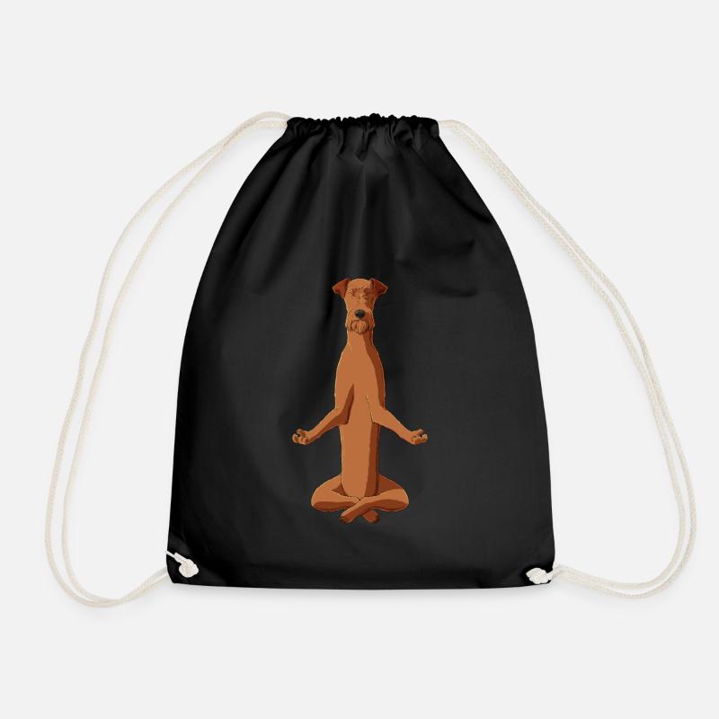 Meditating Irish Terrier Dog - Drawstring Bag - black