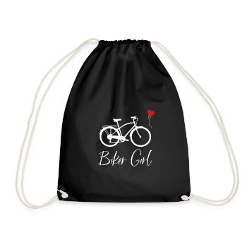 Biker girl design for a female cyclist - Drawstring Bag - black - Front