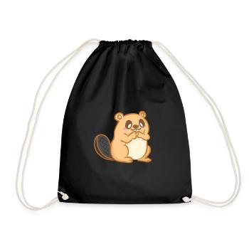 Beaver Forest Rodents for Children Animal Welfare Animal Hunter - Drawstring Bag - black - Front
