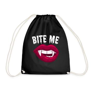 Beißen Sie mich Vampir Halloween Kostüm Geschenk - Turnbeutel - Schwarz - Vorne