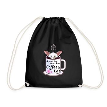 A Good Day Starts With A Coffee & A Oriental Short - Drawstring Bag - black - Front