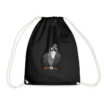 Raven bird crow jackdaw jay hooded crow cute - Drawstring Bag - black - Front