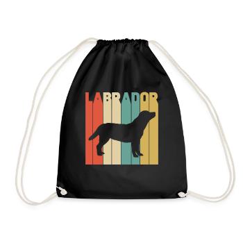 Labrador retro dog dog lover dogs - Drawstring Bag - black - Front