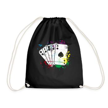 Card Game colored - Drawstring Bag - black - Front