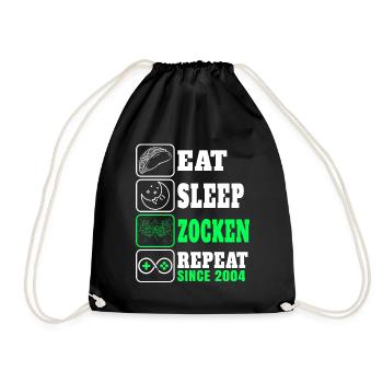 Gamer Gift Eat Sleep Zocken Since 2004 to gamble - Drawstring Bag - black - Front