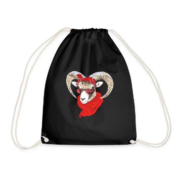 Hippie Goat Face With Bandana - Turnbeutel - Schwarz - Vorne