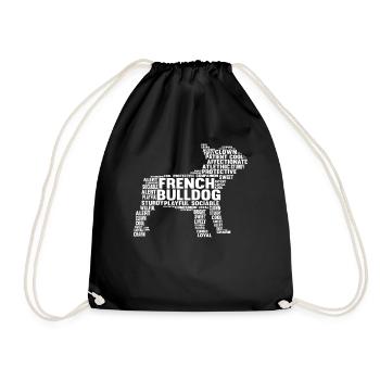 Chien Frenchie drôle de personnage de bouledogue français - Sac de sport léger - noir - Devant