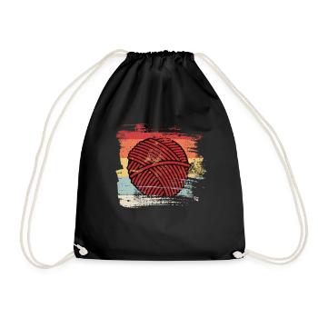 Retro Hobby Wool - Drawstring Bag - black - Front