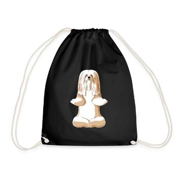 Meditierender Lhasa Apso Hund - Turnbeutel - Schwarz - Vorne