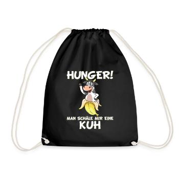 Hunger! Man schäle mir eine Kuh Spruch - Turnbeutel - Schwarz - Vorne