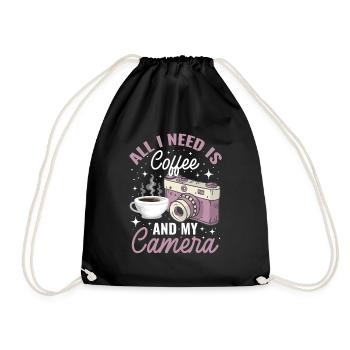 Photographer Photography Camera Gift - Drawstring Bag - black - Front