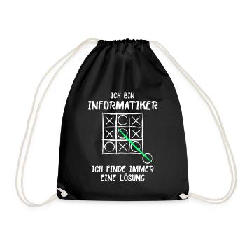 Ich bin Informatiker Lösung Spruch Computer Nerd G - Turnbeutel - Schwarz - Vorne