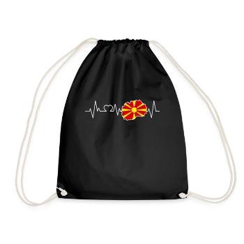 Drapeau macédoine battement de coeur hommes femmes - Sac de sport léger - noir - Devant