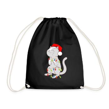 Schwarze Katze Bunte Lichter Katze Kätzchen - Turnbeutel - Schwarz - Vorne