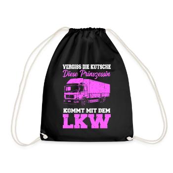 LKW-Fahrerin Trucker Babe Spruch Geschenk - Turnbeutel - Schwarz - Vorne