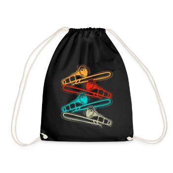 Trombone retro gift for trombone players - Drawstring Bag - black - Front