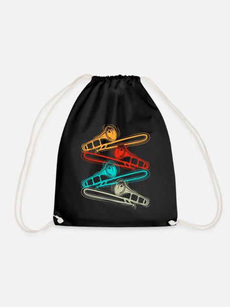 Posaune Retro Geschenk für Posaunenspieler - Turnbeutel - Schwarz